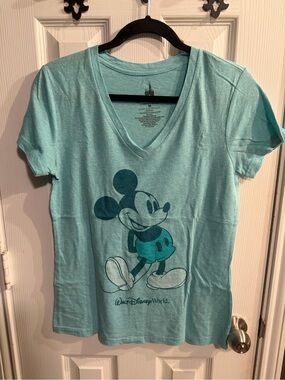 Disney Teal V-Neck T-Shirt with Parks Logo